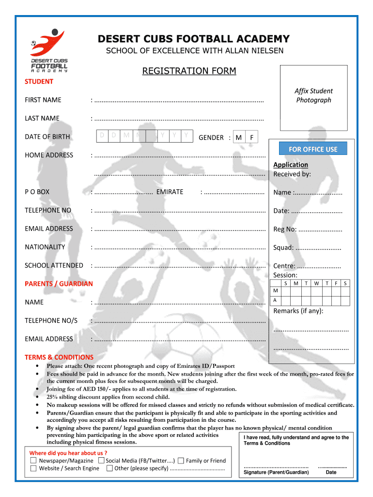 Registration Form for Football Academy