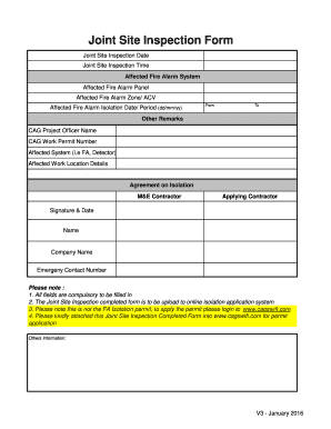 Joint Inspection Form