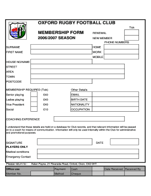 Football Nomination Form Sample