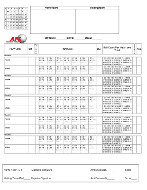 Apa 9 Ball Score Sheet  Form