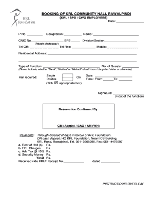 Marriage Hall Booking Receipt Format