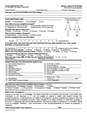 Health Status Form - Fill Out and Sign Printable PDF Template | signNow