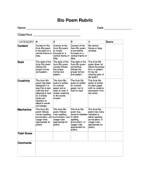 Autobio Poem  Form