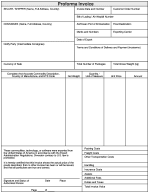 Proforma Invoice Air Land Amp Sea Express