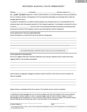 Decision Making Leave  Form