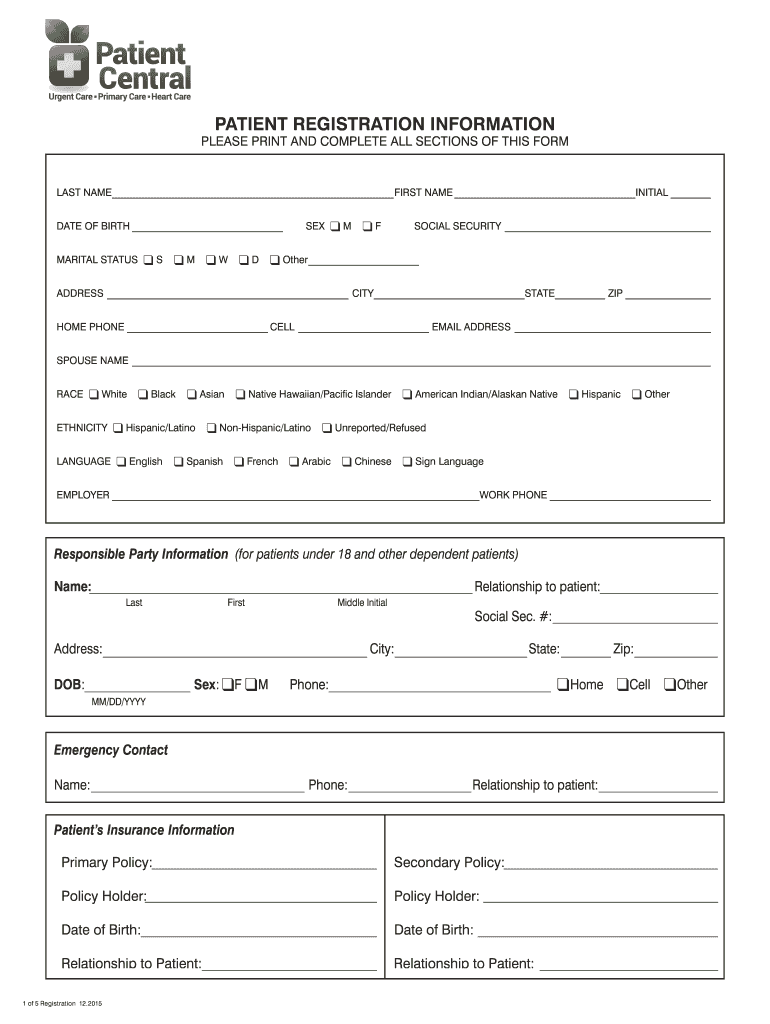 PATIENT REGISTRATION INFORMATION Patient Registration Form