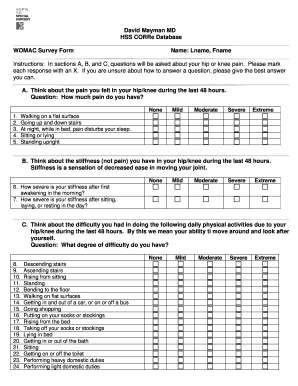 Womac Survey Form