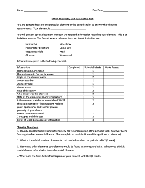 Snc1d Culminating Activity  Form