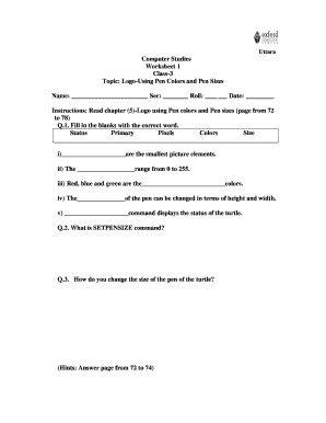 Computer Worksheet for Grade 3  Form