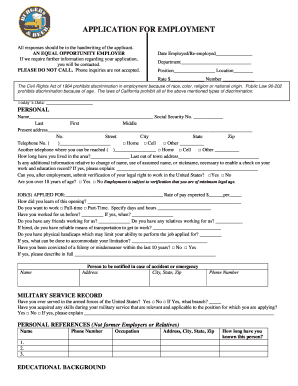 APPLICATION for EMPLOYMENT Burgers and Beer  Form