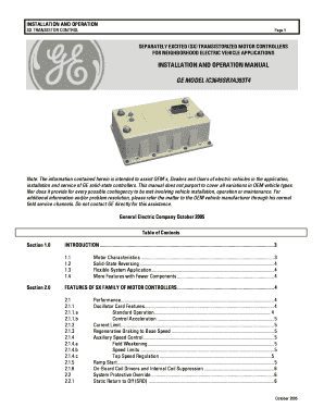 INSTALLATION and OPERATION MANUAL GE MODEL IC3645SR7A353T4  Form