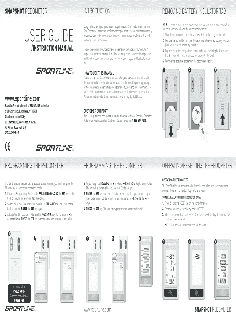 Sportline Pedometer Instructions  Form