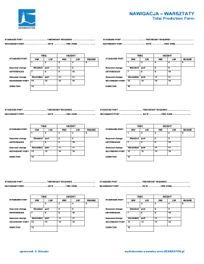 NAWIGACJA WARSZTATY Tidal Prediction Form Seamaster