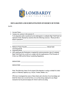 Source of Funds Declaration Letter  Form