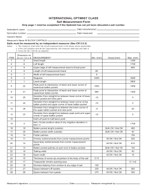 Measurement Form Imported International Optimist Dinghy Optisa Org