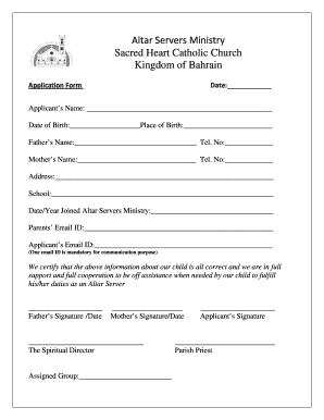 Church Choir Application Form