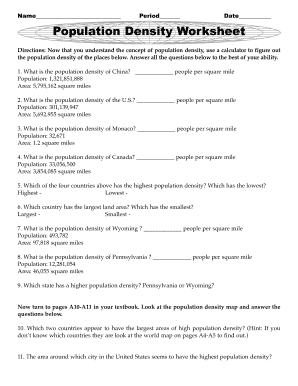 Population Distribution Worksheet Answers  Form