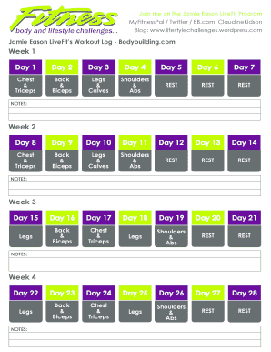 Jamie Eason Live Fit Phase 1 PDF  Form