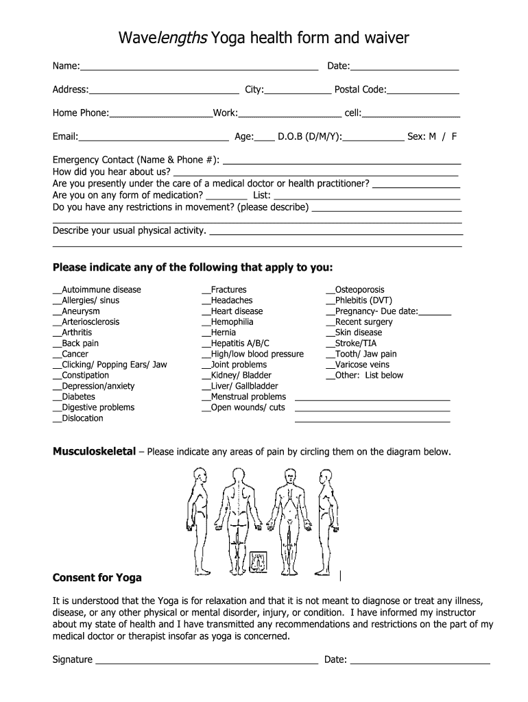 Yoga Intake Form Template