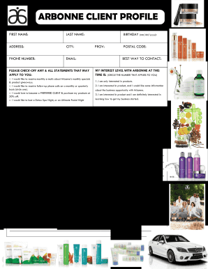 Arbonne Preferred Client Program  Form