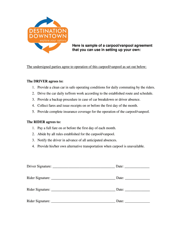 Carpool Agreement Form