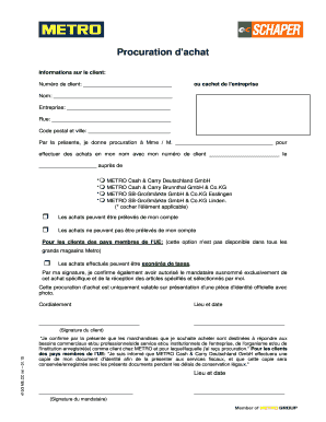 Procuration Metro  Form