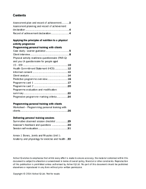 Level 2 Gym Instructor Portfolio Answers  Form