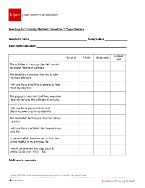 Yoga Feedback Form PDF