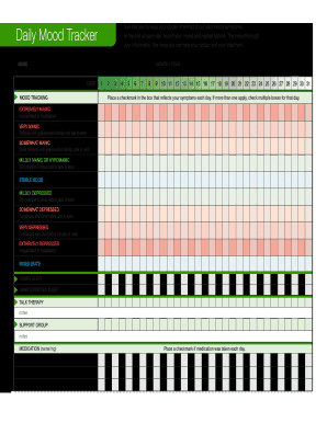 Mood Tracker Downloadable Mood Chart for Bipolar Disorder Download This Mood Tracker to Help Keep Your Doctor Informed of Your S