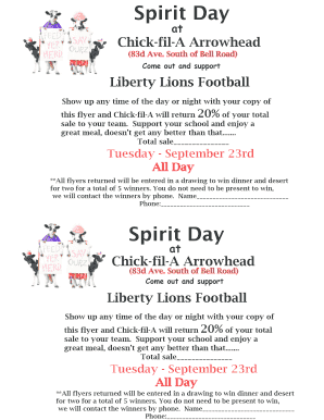 Chick Fil a Spirit Night Flyer Template  Form