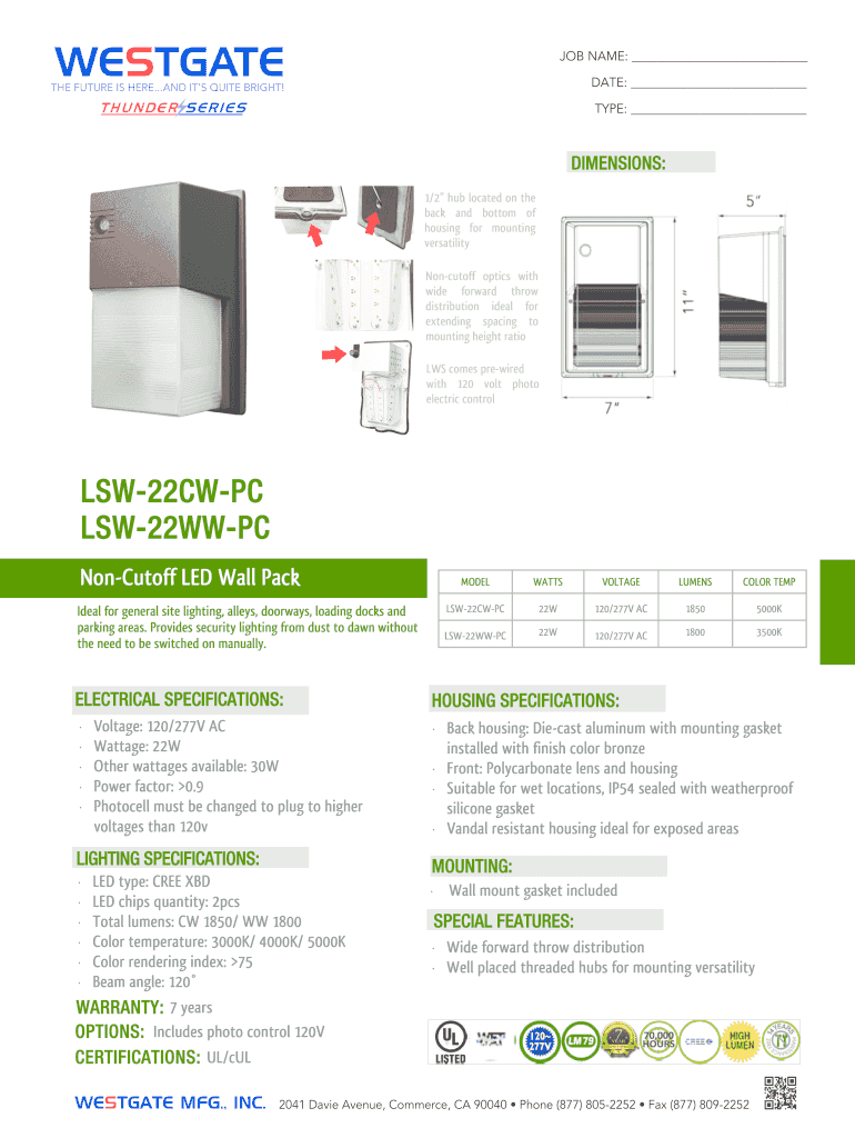 LSW 22CW PC LSW 22WW PC  Westgate Mfg Inc  Form