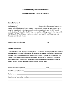 Waiver for Parents Consent  Form