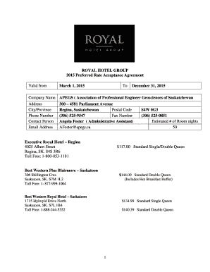 Group Information Sheet Hotel