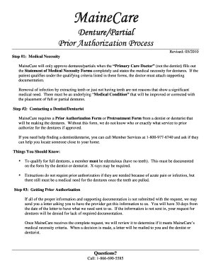 Mainecare Denture Application  Form