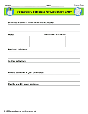 Dictionary Entry Template  Form