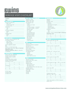 Ewing Irrigation Service Visit Checklist  Form