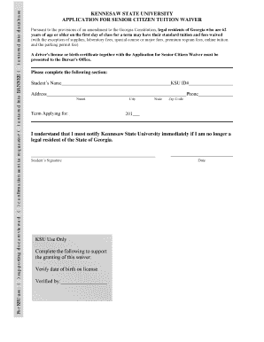 Kennesaw State University Senior Citizens  Form