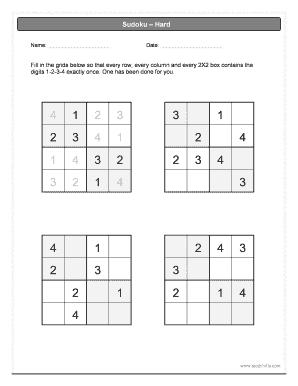 Sudoku 2x2 PDF  Form