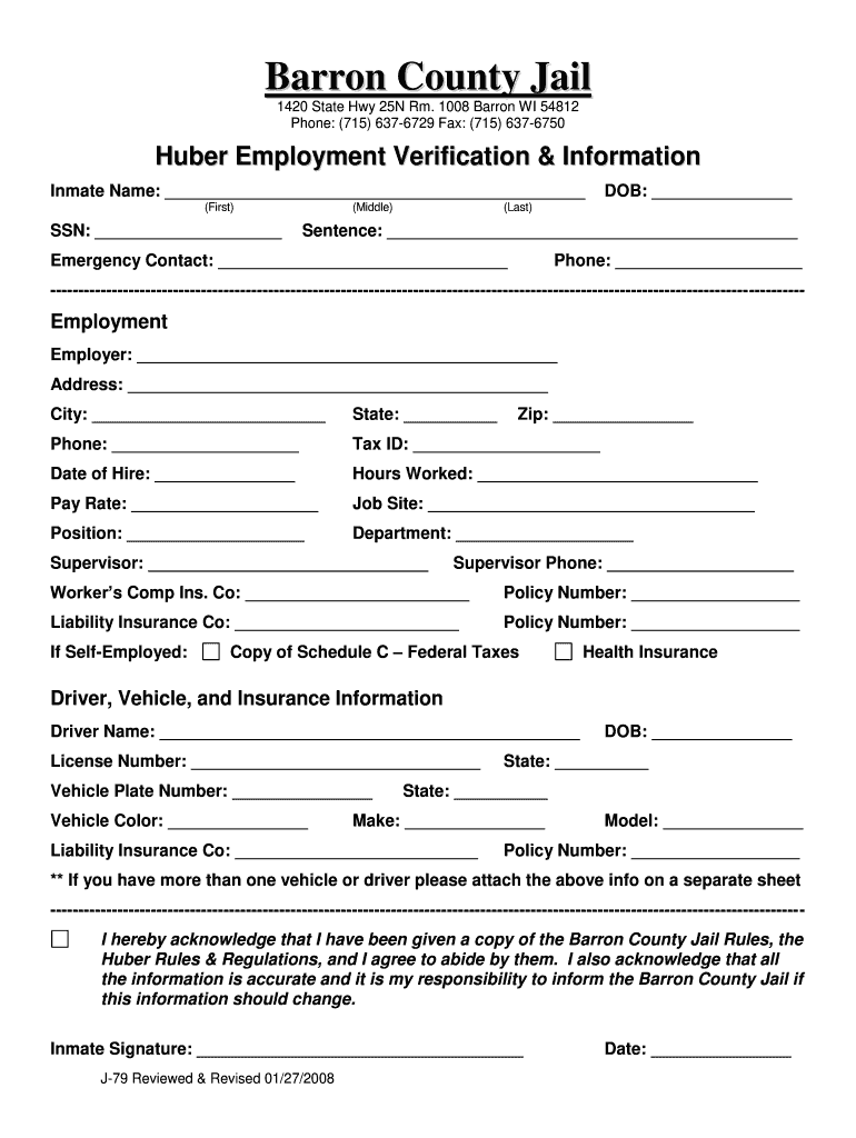 Barron County Jail Barron County Sheriff&amp;#39;s Department  Form