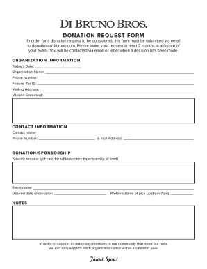 DONATION REQUEST FORM Di Bruno Bros