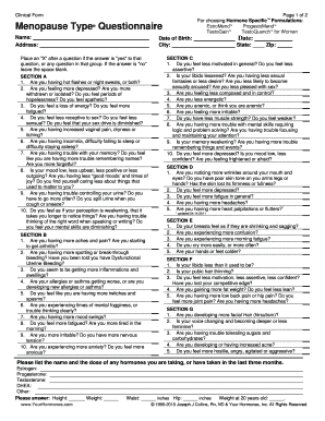 Menopause Questionnaire PDF  Form