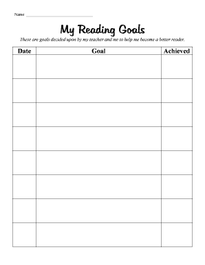 Reading Goals Chart Milford School District Hp Milfordk12  Form