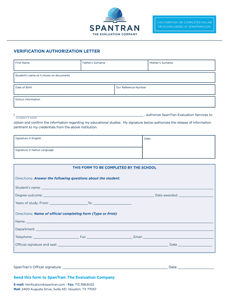 Verification Authorization Letter  Form