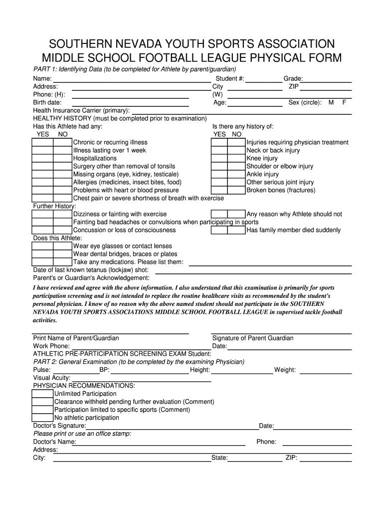 SNYSA Physical Form  HomeTeamsONLINE