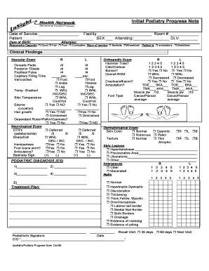 Initial Podiatry Progress Note Bgotoinsightbbcomb  Form