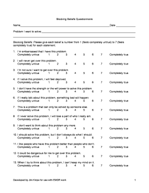 Emdr Blocking Beliefs Worksheet  Form