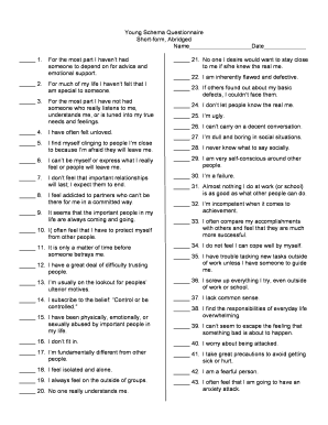 Schema Questionnaire Short Form