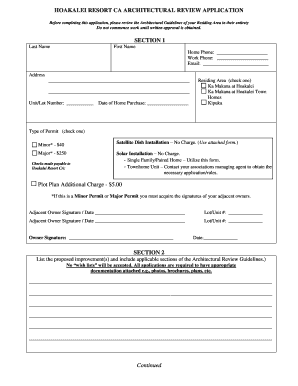 HOAKALEI RESORT CA ARCHITECTURAL REVIEW APPLICATION  Form