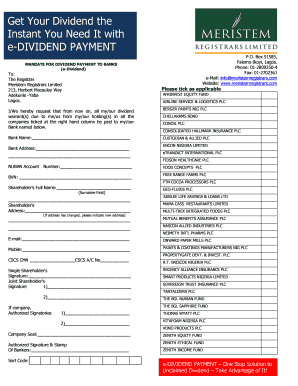 Meristem Registrars E Dividend Form