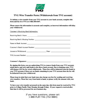 BTVGb Wire Transfer Form Withdrawals from BTVGb Account